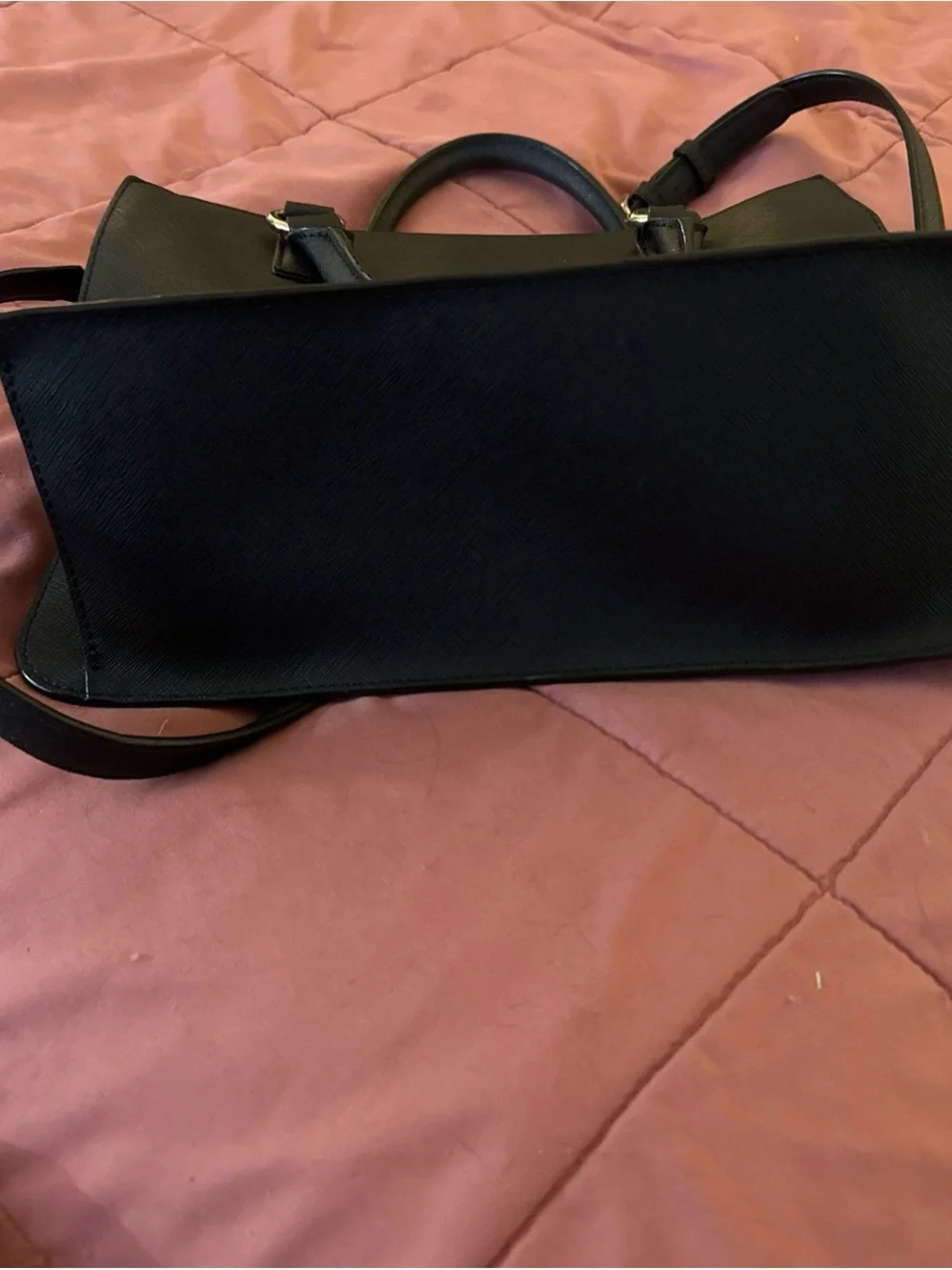 Karl Lagerfeld Black Top-Handle Satchel with Gold Hardware